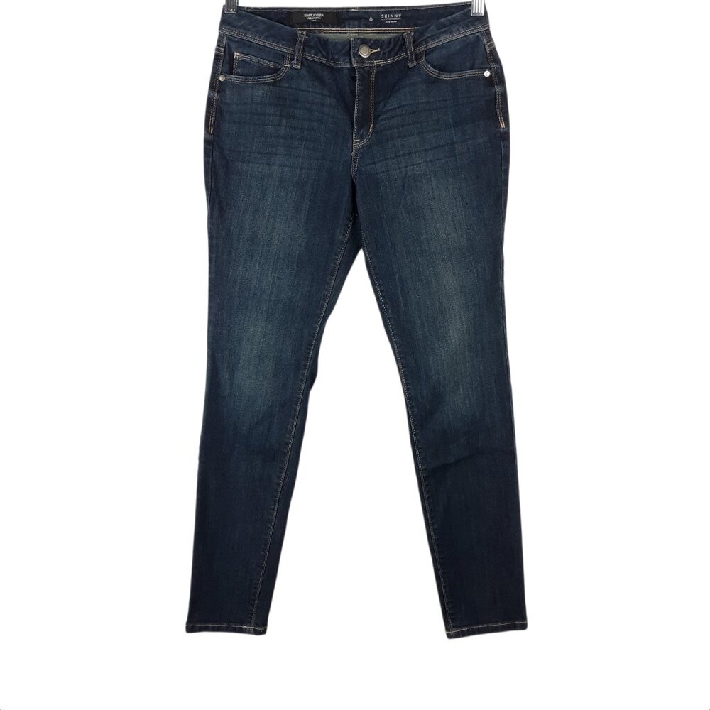 Simply Vera Vera Wang Dark Wash Skinny Jeans Mid Rise Size 6